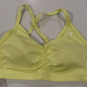 Gym Shark Butter Yellow Ruched Sports Bra XS - NWT